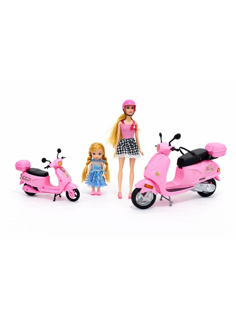 Mattel Games Beauty Fashion Barbie  Doll Playset with Pink Motorcycle Scooters and Styling Accessories - Gift Set for Girls 3+ Years - Image 1